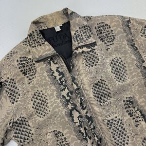 Fuda International 100% Silk Bomber Jacket Women’s Large 90s Y2K Abstract Animal